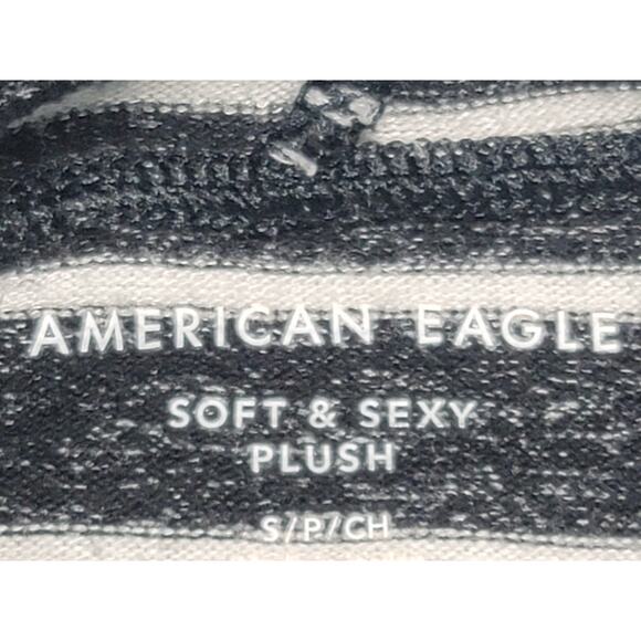 American Eagle Black White Striped Soft Sexy Plush Hoodie Top Small Lightweight - Picture 3 of 6